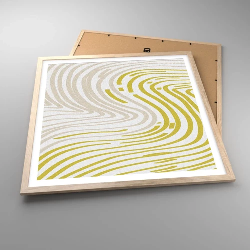 Plakat i ramme af lyst egetræ - Komposition med et blidt sving - 60x60 cm