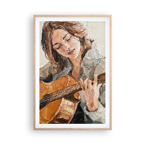 Plakat i ramme af lyst egetræ - Koncert for guitar og et pigehjerte - 61x91 cm