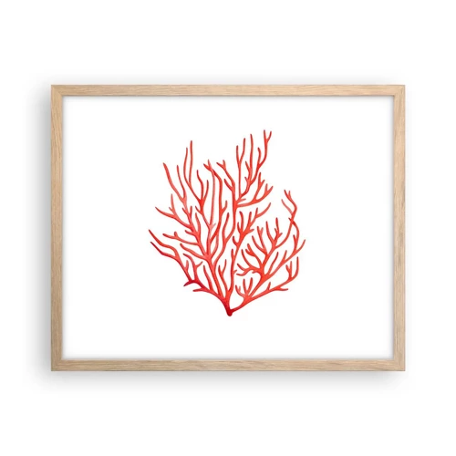 Plakat i ramme af lyst egetræ - Koral-filigran - 50x40 cm