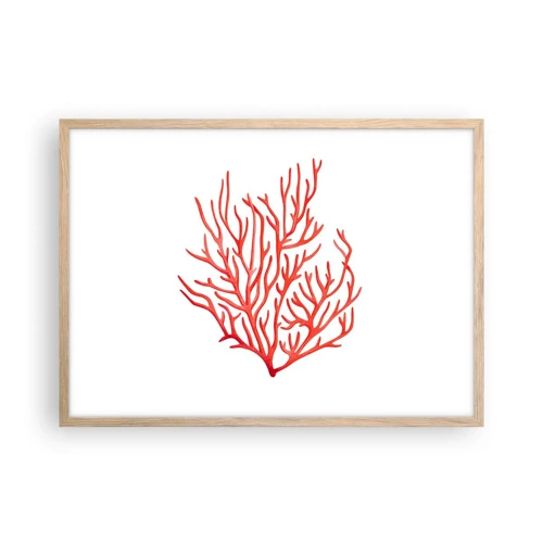 Plakat i ramme af lyst egetræ - Koral-filigran - 70x50 cm
