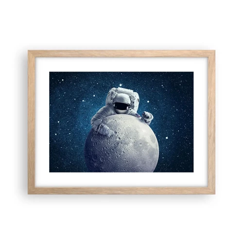 Plakat i ramme af lyst egetræ - Kosmisk spøgefugl - 40x30 cm