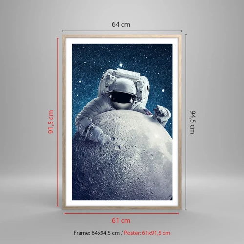 Plakat i ramme af lyst egetræ - Kosmisk spøgefugl - 61x91 cm