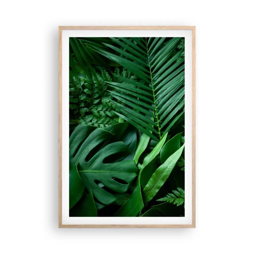 Plakat i ramme af lyst egetræ - Kranset i grønt - 61x91 cm