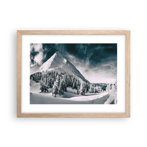 Plakat i ramme af lyst egetræ - Land med sne og is - 40x30 cm