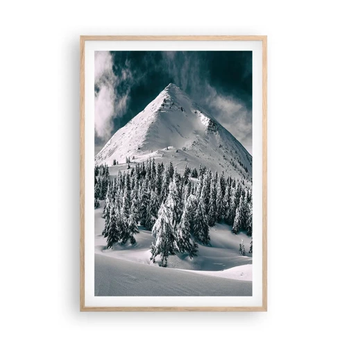Plakat i ramme af lyst egetræ - Land med sne og is - 61x91 cm