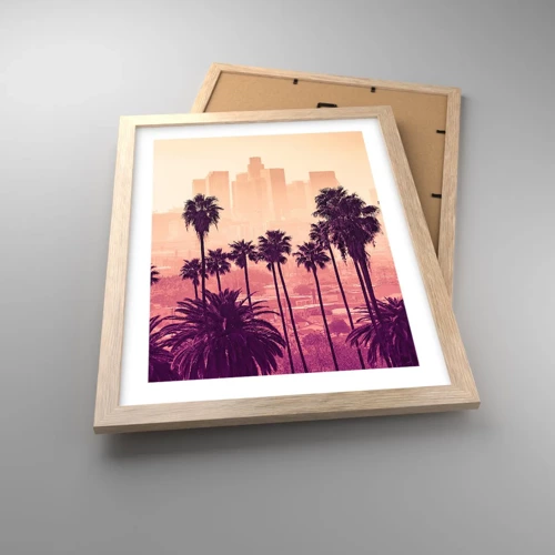 Plakat i ramme af lyst egetræ - Landskab i Californien - 30x40 cm