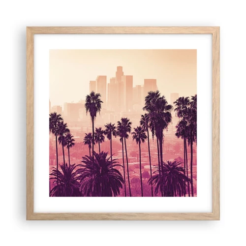 Plakat i ramme af lyst egetræ - Landskab i Californien - 40x40 cm