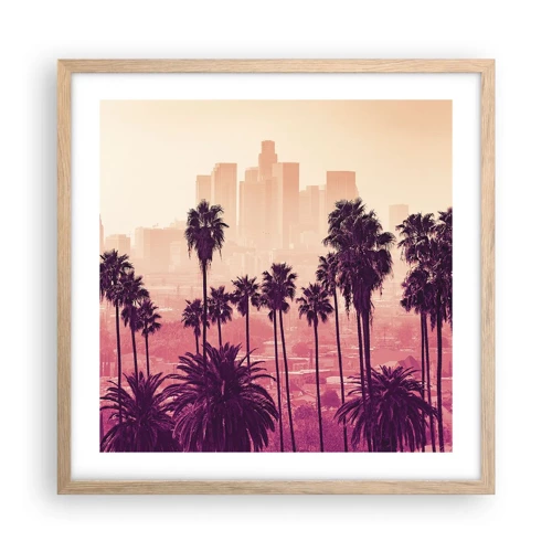 Plakat i ramme af lyst egetræ - Landskab i Californien - 50x50 cm