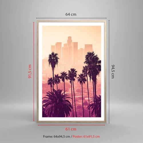 Plakat i ramme af lyst egetræ - Landskab i Californien - 61x91 cm