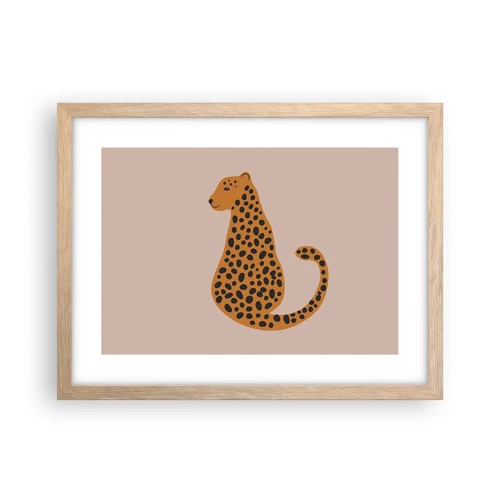 Plakat i ramme af lyst egetræ - Leopardprint er et moderigtigt mønster - 40x30 cm