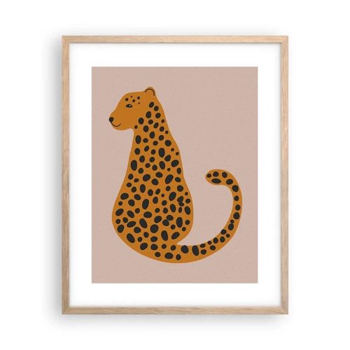 Plakat i ramme af lyst egetræ - Leopardprint er et moderigtigt mønster - 40x50 cm