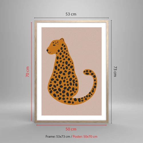 Plakat i ramme af lyst egetræ - Leopardprint er et moderigtigt mønster - 50x70 cm
