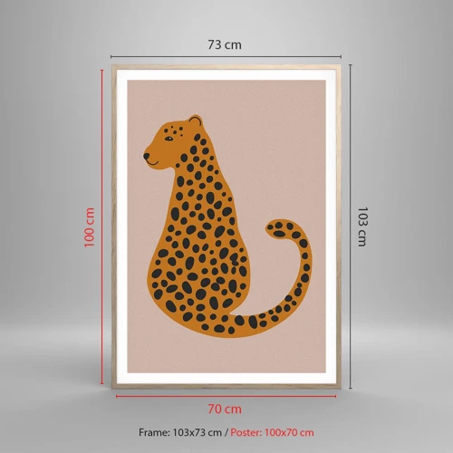 Plakat i ramme af lyst egetræ - Leopardprint er et moderigtigt mønster - 70x100 cm