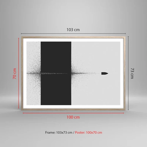 Plakat i ramme af lyst egetræ - Lige til sagen - 100x70 cm