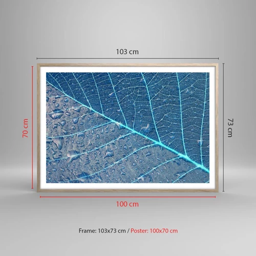 Plakat i ramme af lyst egetræ - Livet i det blå - 100x70 cm