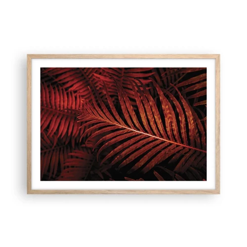 Plakat i ramme af lyst egetræ - Livets varme - 70x50 cm