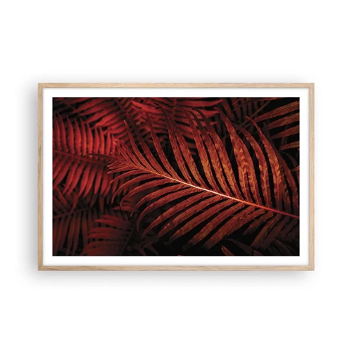 Plakat i ramme af lyst egetræ - Livets varme - 91x61 cm