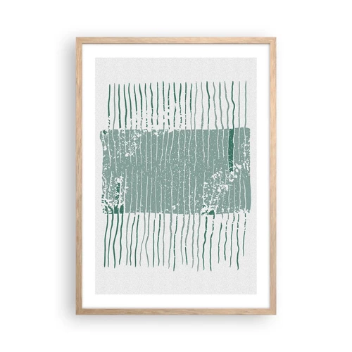 Plakat i ramme af lyst egetræ - Marin abstraktion - 50x70 cm