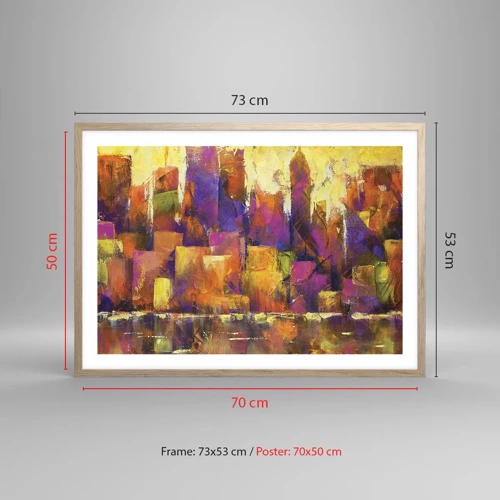 Plakat i ramme af lyst egetræ - Metropolitansk sammensætning - 70x50 cm