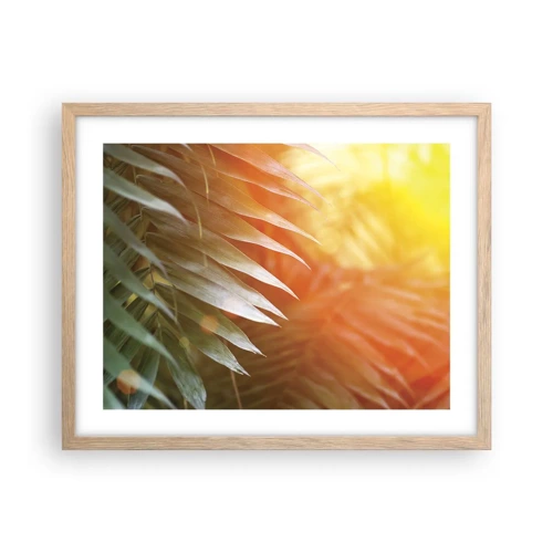 Plakat i ramme af lyst egetræ - Morgen i junglen - 50x40 cm