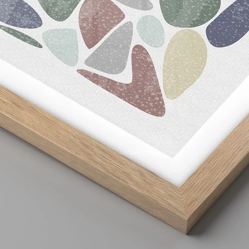 Plakat i ramme af lyst egetræ - Mosaik af pulveriserede farver - 40x30 cm