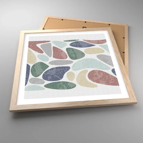 Plakat i ramme af lyst egetræ - Mosaik af pulveriserede farver - 40x40 cm