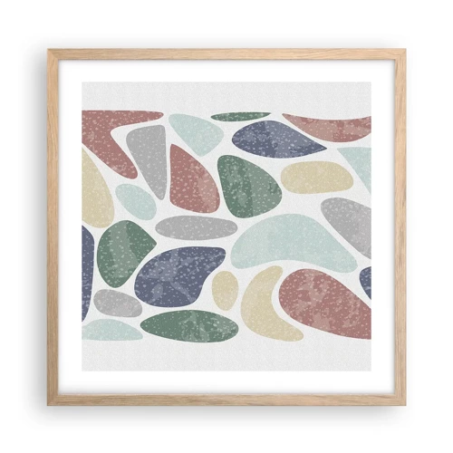 Plakat i ramme af lyst egetræ - Mosaik af pulveriserede farver - 50x50 cm