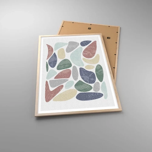 Plakat i ramme af lyst egetræ - Mosaik af pulveriserede farver - 61x91 cm
