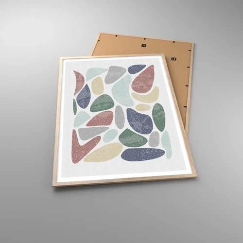 Plakat i ramme af lyst egetræ - Mosaik af pulveriserede farver - 70x100 cm