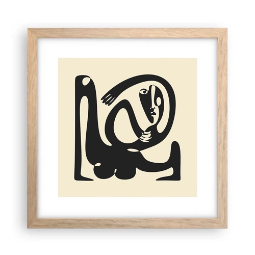 Plakat i ramme af lyst egetræ - Næsten Picasso - 30x30 cm