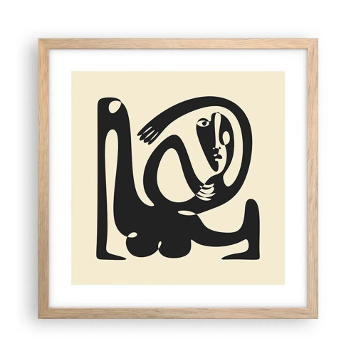 Plakat i ramme af lyst egetræ - Næsten Picasso - 40x40 cm