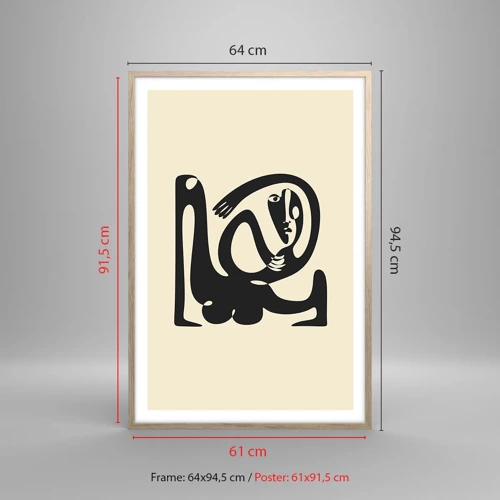 Plakat i ramme af lyst egetræ - Næsten Picasso - 61x91 cm
