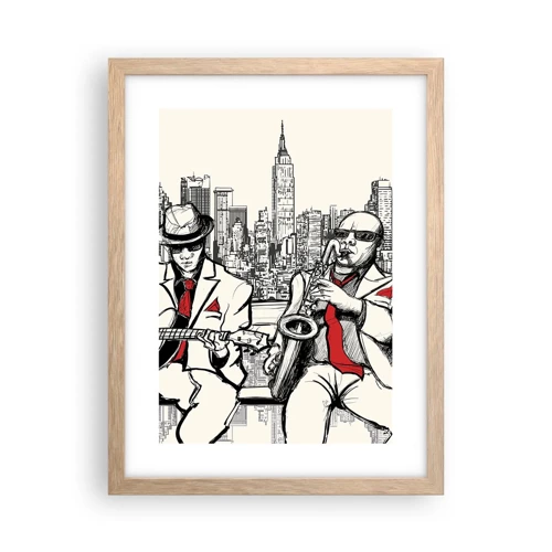 Plakat i ramme af lyst egetræ - New York improvisation - 30x40 cm