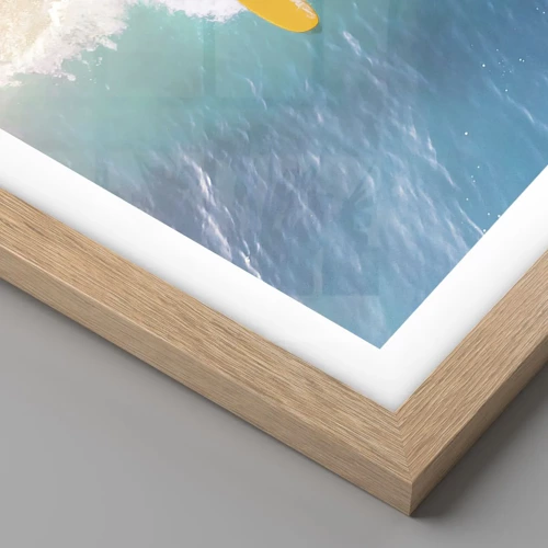 Plakat i ramme af lyst egetræ - Ocean rytter - 30x40 cm