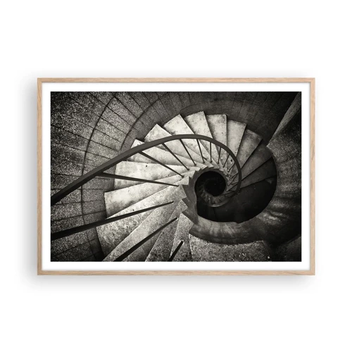 Plakat i ramme af lyst egetræ - Op ad trapperne, ned ad trapperne - 100x70 cm