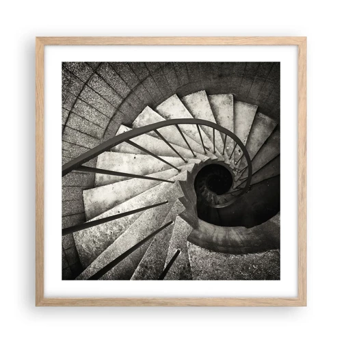 Plakat i ramme af lyst egetræ - Op ad trapperne, ned ad trapperne - 50x50 cm