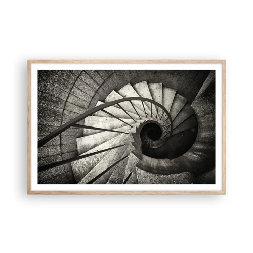 Plakat i ramme af lyst egetræ - Op ad trapperne, ned ad trapperne - 91x61 cm