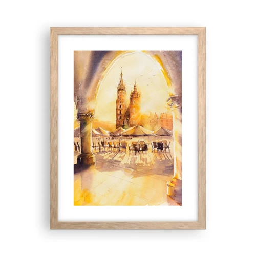 Plakat i ramme af lyst egetræ - Øst over markedet i Kraków - 30x40 cm