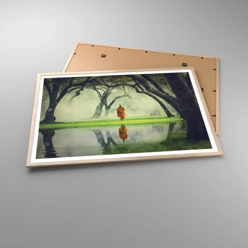 Plakat i ramme af lyst egetræ - På vej mod oplysning - 100x70 cm