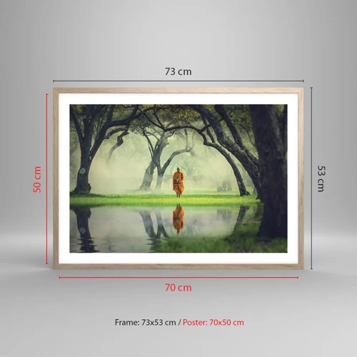 Plakat i ramme af lyst egetræ - På vej mod oplysning - 70x50 cm