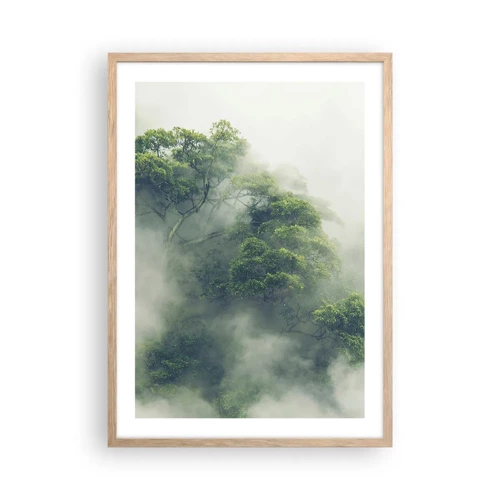 Plakat i ramme af lyst egetræ - Pakket ind i tåge - 50x70 cm