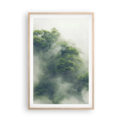 Plakat i ramme af lyst egetræ - Pakket ind i tåge - 61x91 cm