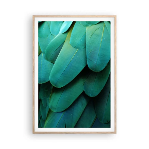 Plakat i ramme af lyst egetræ - Papegøjenaturens præcision - 70x100 cm
