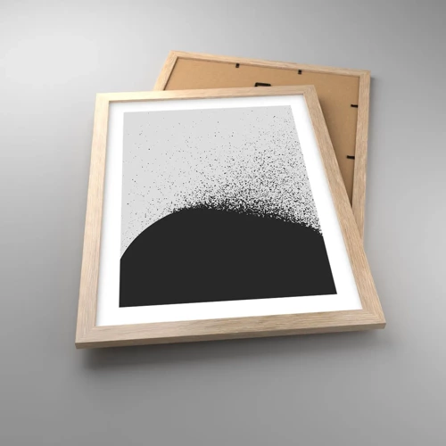 Plakat i ramme af lyst egetræ - Partikelbevægelse - 30x40 cm
