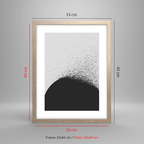 Plakat i ramme af lyst egetræ - Partikelbevægelse - 30x40 cm