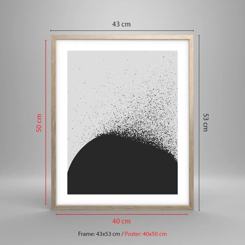 Plakat i ramme af lyst egetræ - Partikelbevægelse - 40x50 cm