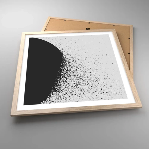 Plakat i ramme af lyst egetræ - Partikelbevægelse - 50x50 cm
