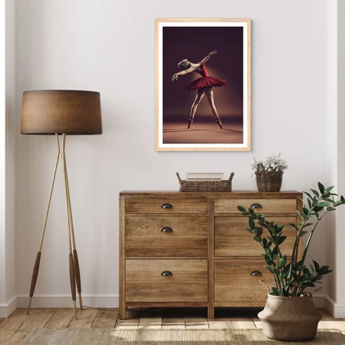 Plakat i ramme af lyst egetræ - Prima ballerina - 50x70 cm