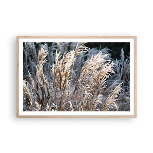 Plakat i ramme af lyst egetræ - Pyntet med frost - 91x61 cm