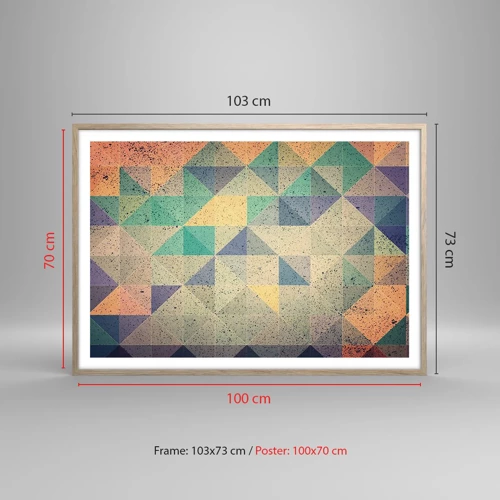 Plakat i ramme af lyst egetræ - Republikken trekanter - 100x70 cm